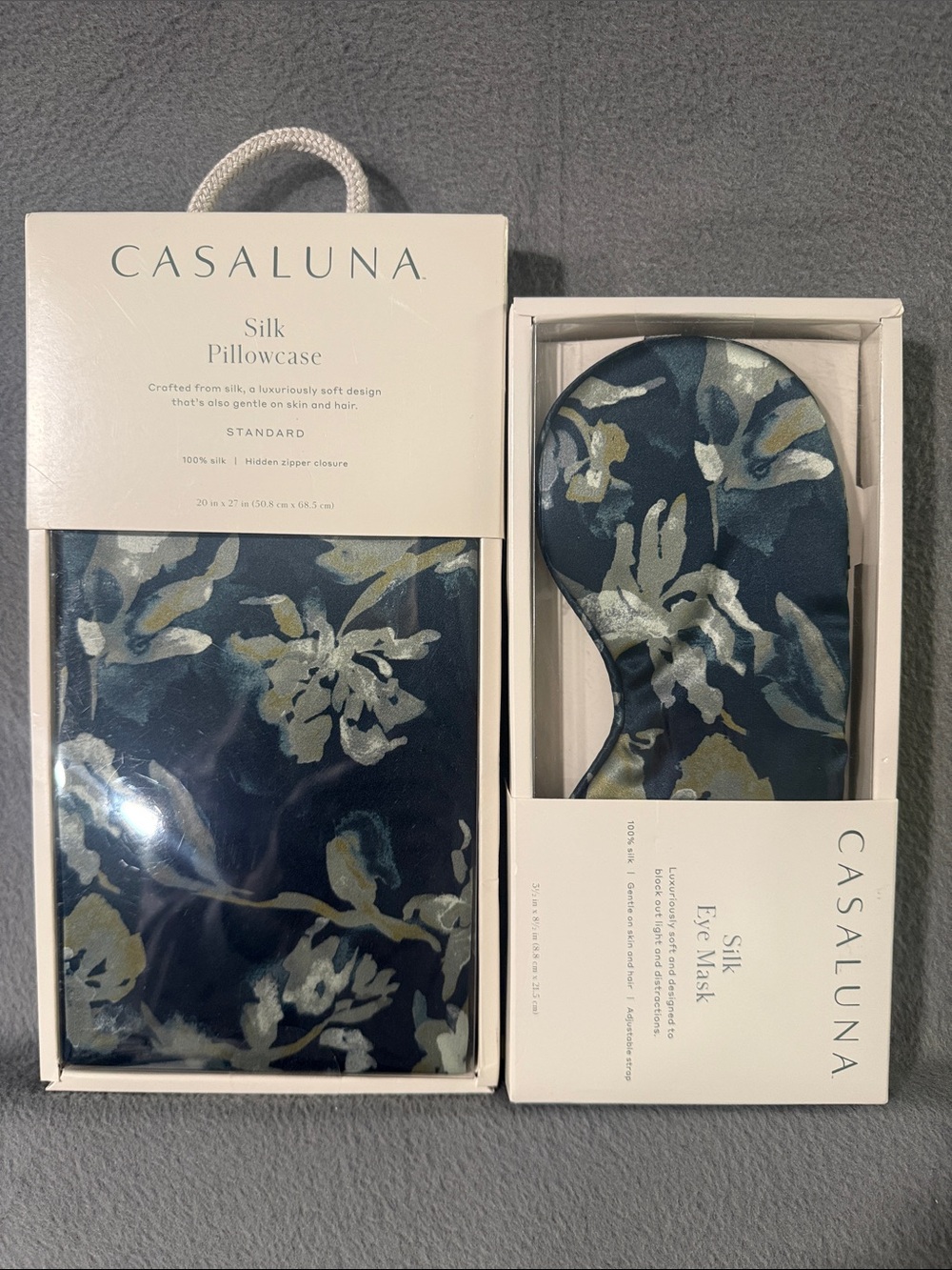 Casaluna - Blurred Floral Silk Pillowcase and Sleepmask Set